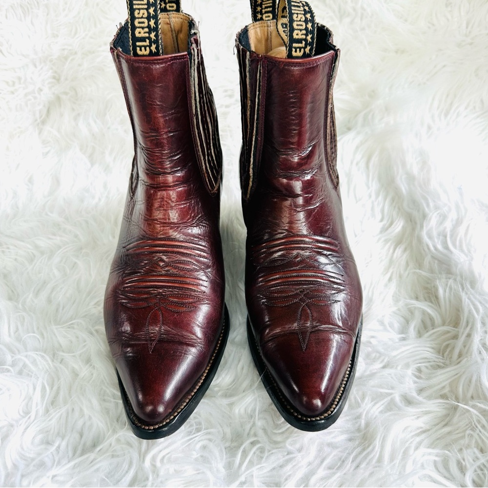 Mens Burgundy Leather Western Boots